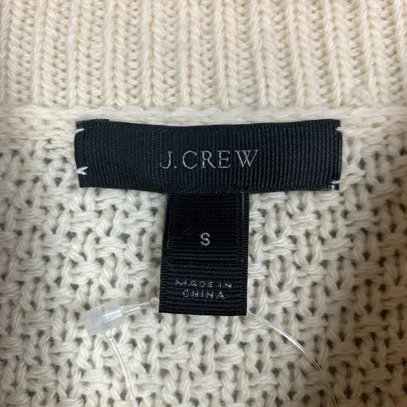 J.Crew Sweater Women Small Cream Cable Knit Ruffle Turtleneck Wool Blend NWT $89 - Picture 4 of 11